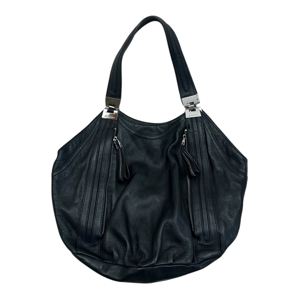 B. Makowsky Black Leather Shoulder Bag